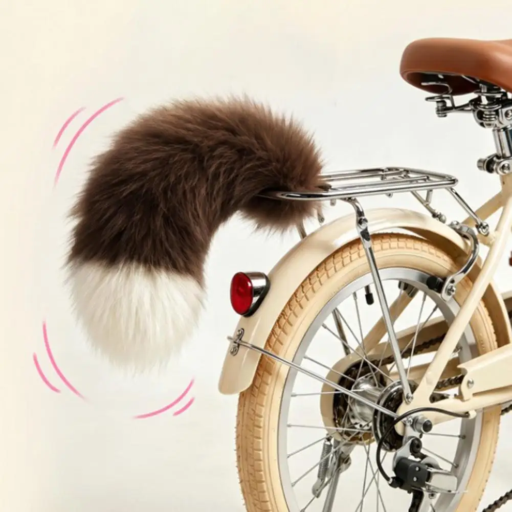 Electric Wagging Tail for Car, Remote Control Fluffy Animal Tail Decor, Sound Activated Moving Fur Trunk Ornament for Cosplay An