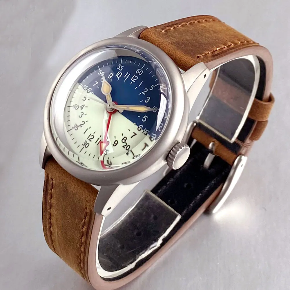 Relojes mecánicos Retro de zafiro de doble cúpula de 36mm, chorro de arena militar, 200m, resistentes al agua, automáticos, NH34 GMT, Esfera luminosa