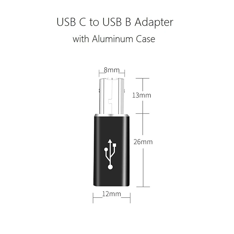4 Pack USB C To USB B Adapter, Type C To USB MIDI Adapter For Midi Controller, Midi Keyboard,Audio Interface