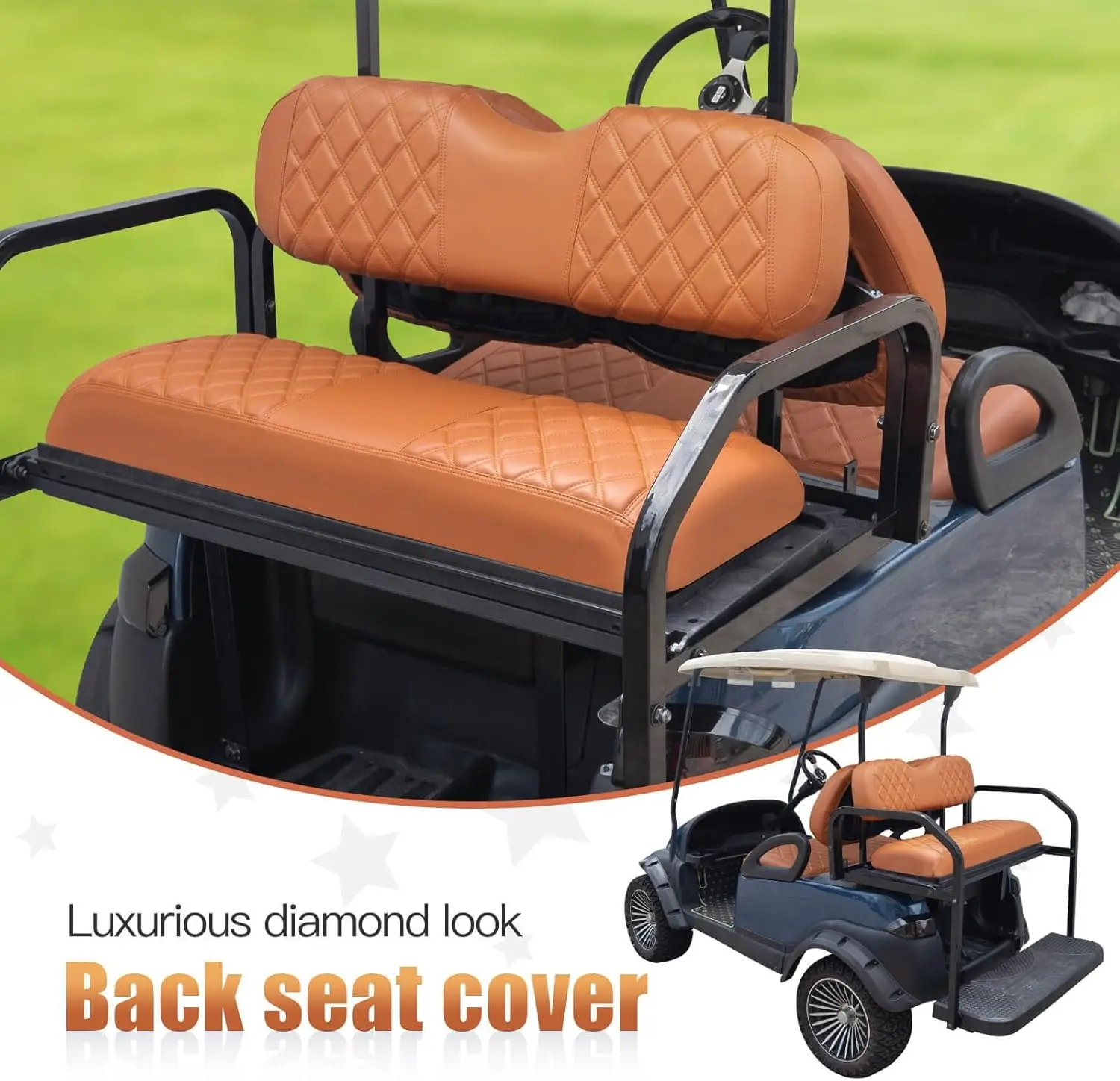 Golf Cart Diamond Vinyl Seat Covers, Fit Club Car Precedent/DS/EZGO/RXV/TXT/Yamaha Drive Aftermarket Regular Rear Seat Cushion