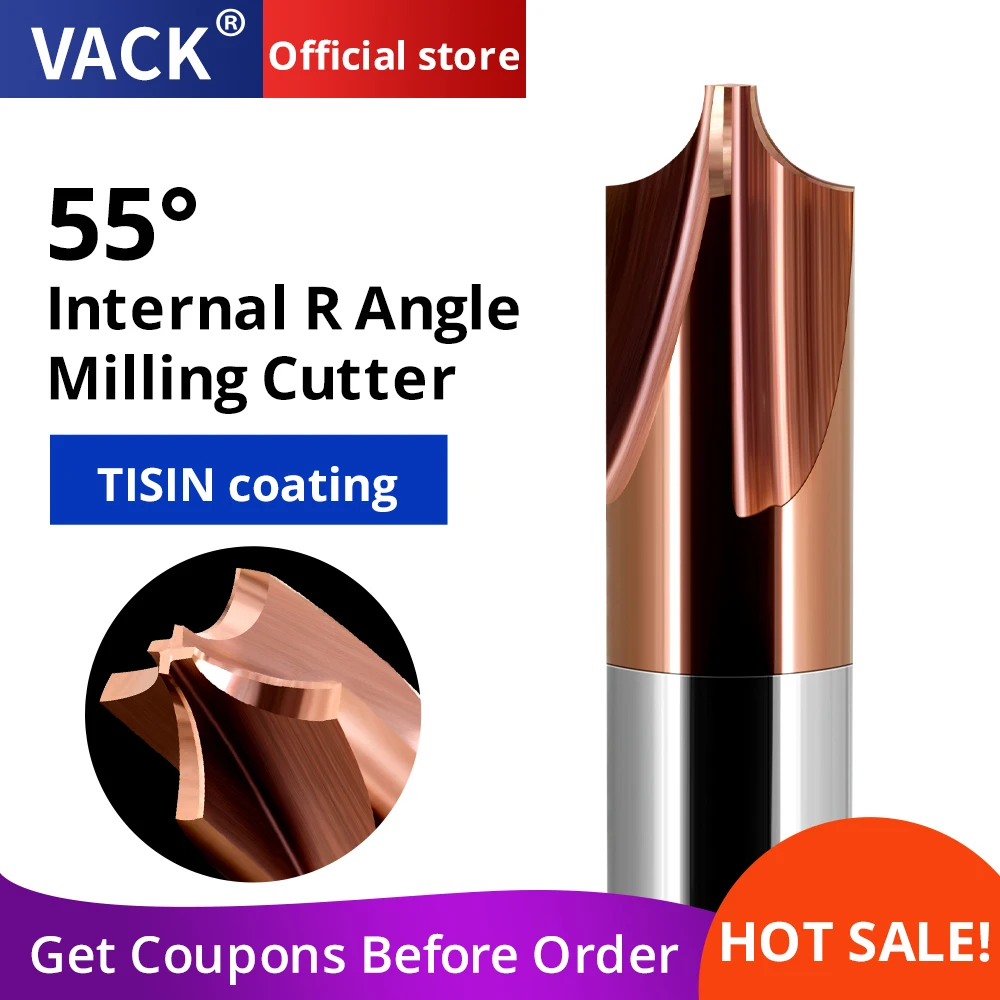 VACK HRC55 Carbide Radius Corner Rounding Milling Cutter R0.5 R1 R2 R3 R6 End Mill Inner R Mill Chamfering Router Bit CNC Tools