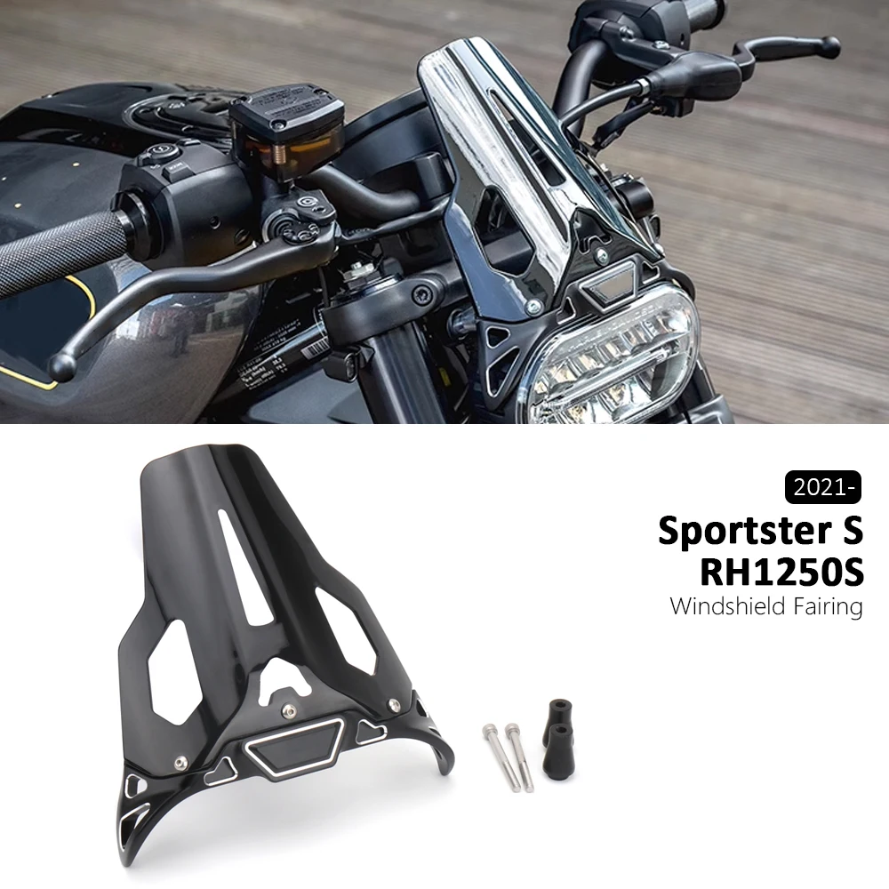 

For Sportster S RH1250S SPORTSTER S Motorcycle Windshield Decoration Windscreen Black Accessories 2021 2022 2023