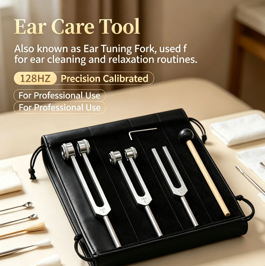 Tuning Forks Set 128Hz 256Hz 512Hz with Hammer & Bag, Professional Sound Therapy Instruments for Healing, Chakra, Yoga