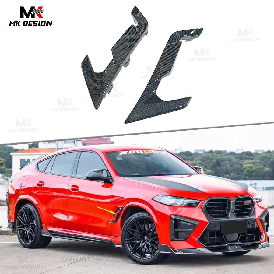 Decorazione dello sfiato del parafango anteriore in fibra di carbonio a secco stile SQ per BMW X6M F96 LCI 2024+ Accessori esterni per finiture parafango auto
