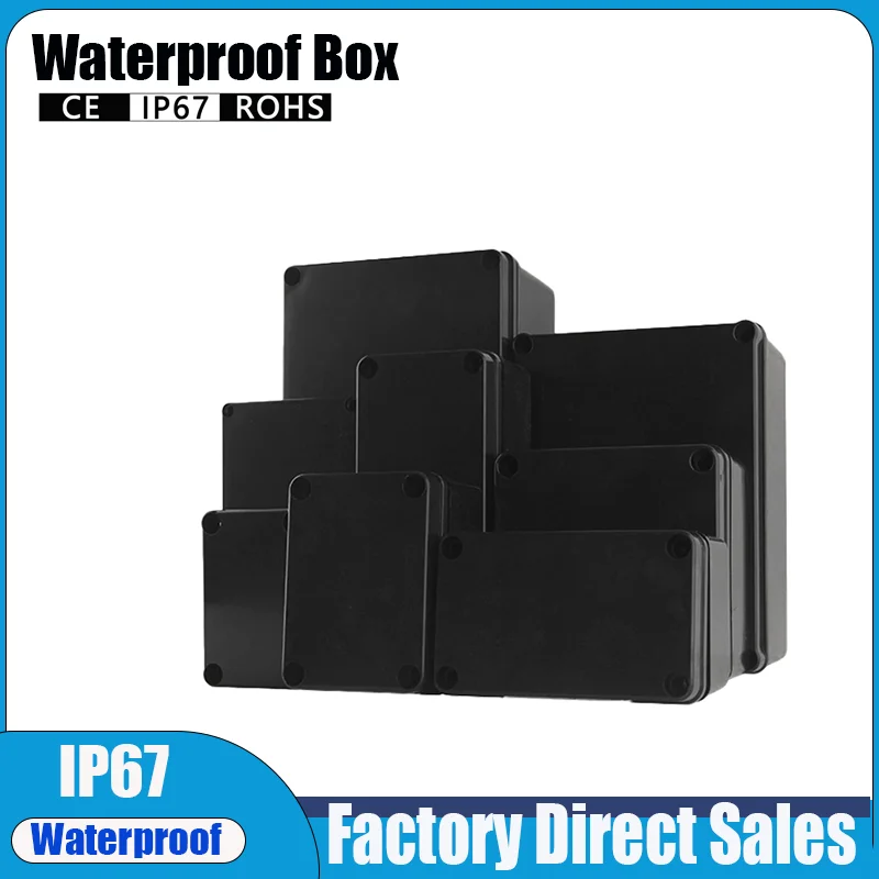 ABS Waterproof Box Electronic Safe Case Plastic Boxes Black Wire Junction Box Plastic Organizer IP67 Waterproof Enclosure