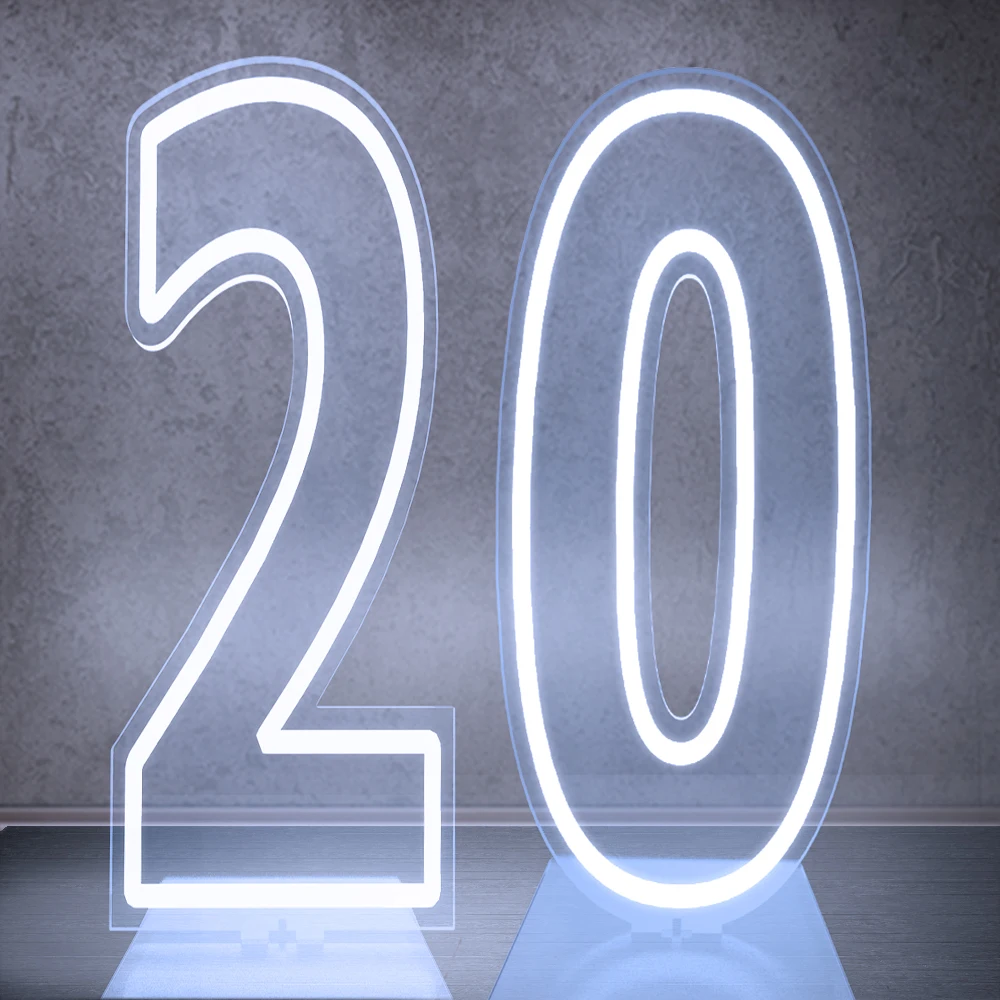 100 cm Groot Formaat Dual Digit Neon Sign Acryl Digitale Licht voor Sweet 10 16 18 21 Verjaardagsfeestje decoratie - afbeelding 1