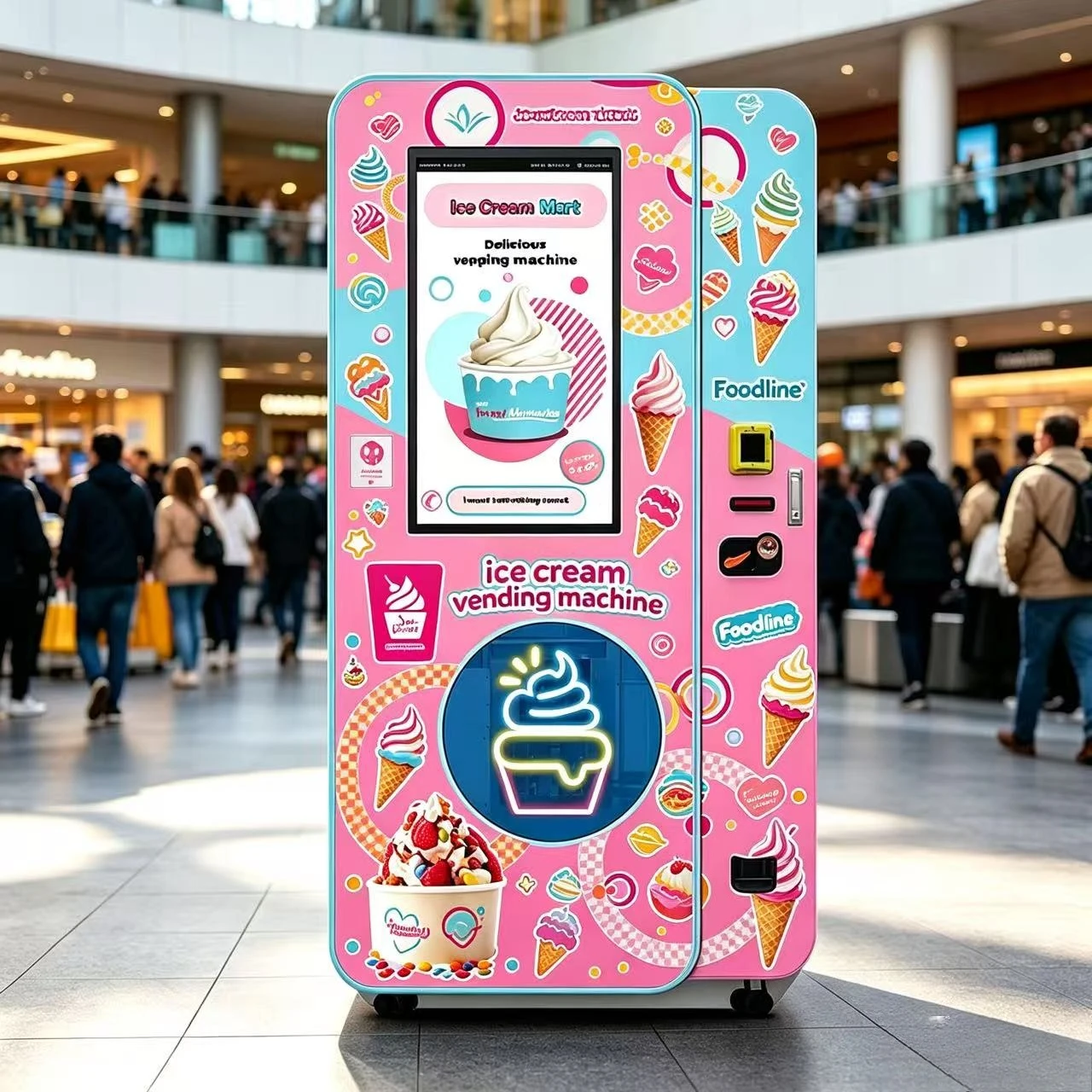 FL Premium Vending Machine Supplier 15 Second Quick Dispense 100 Cups Soft Ice Cream Vending Machine Automatic Operation
