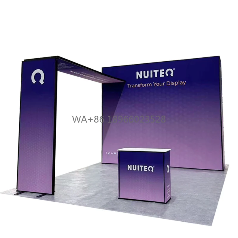 Nuovo design in tessuto di tensione con telaio in alluminio 6x6 m Cabina per esposizioni moderne per esposizioni commerciali per esposizione