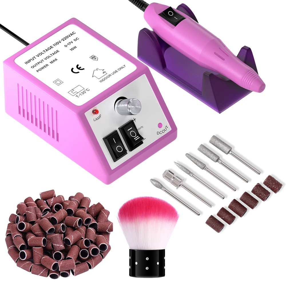 LINMANDA 20000RPM Electric Nail Drill Nail Art Dust Brush Manicure Nail Files Drill Bits  Gel Polish Remover 100 Sanding Bands