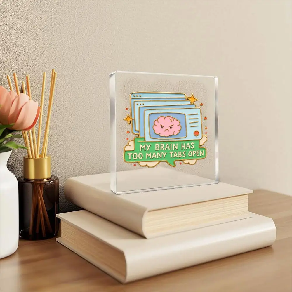 Cute Brain Bookend, Funny Desk Organizer for Women Teachers, Office Home Decor Gift