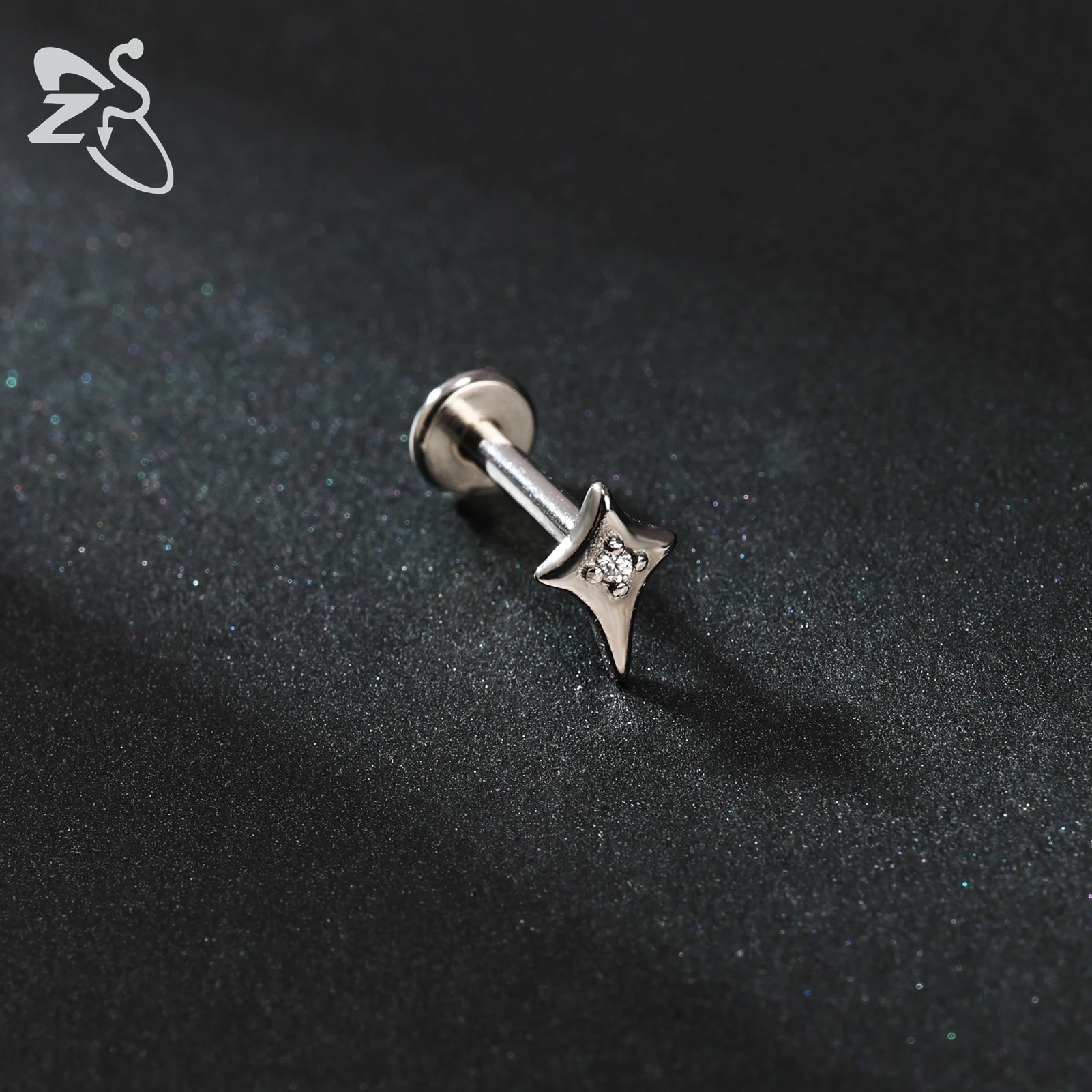 ZS 1 PC 16G Stainless Steel Labret Lip Piercing Women Girls Colorful Moon Butterful Shape Cartilage Tragus Helix Piercings 8MM