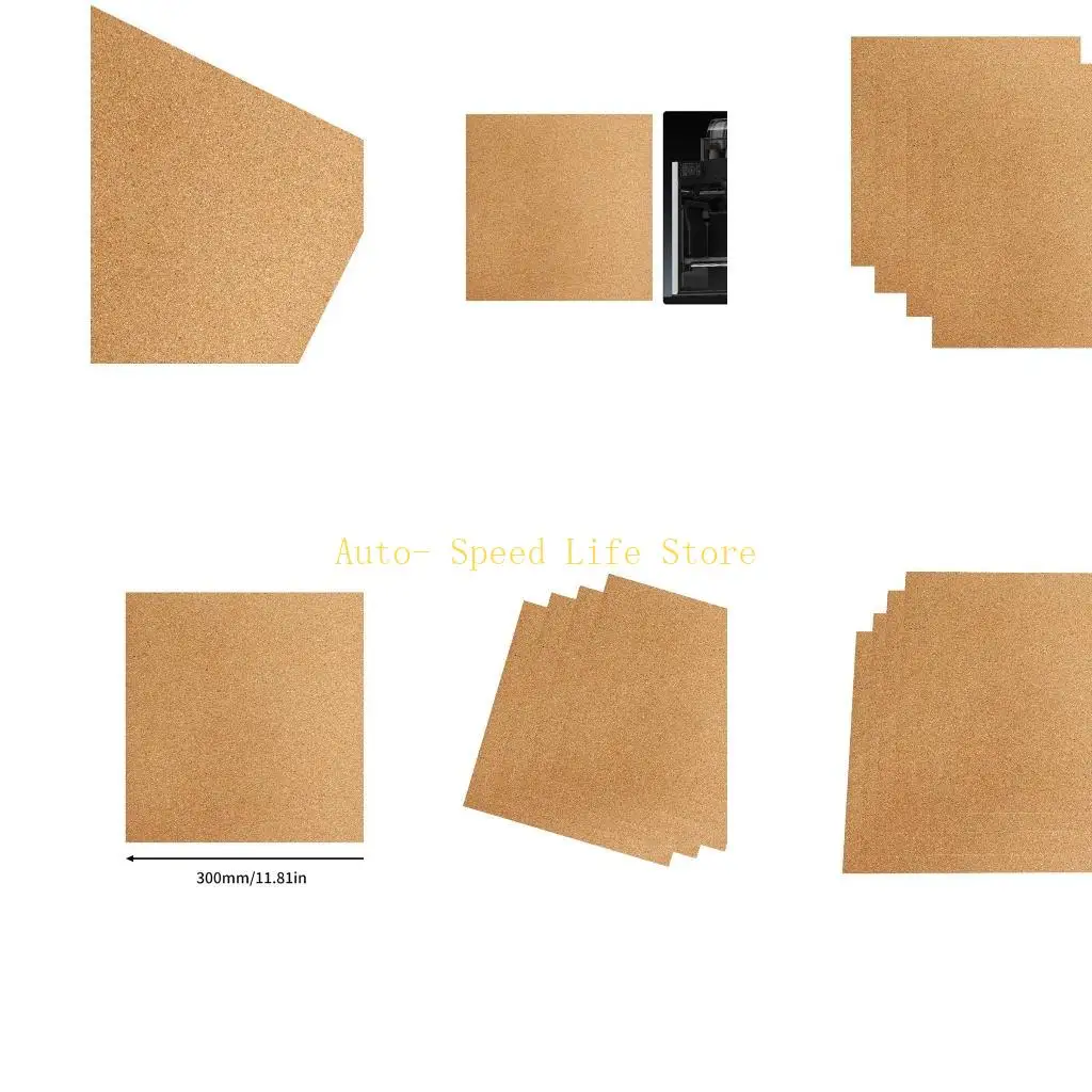 

02DA 4Pcs 300X300mm Square Cork Board Sheet Heat Resistant Cabinet Protective