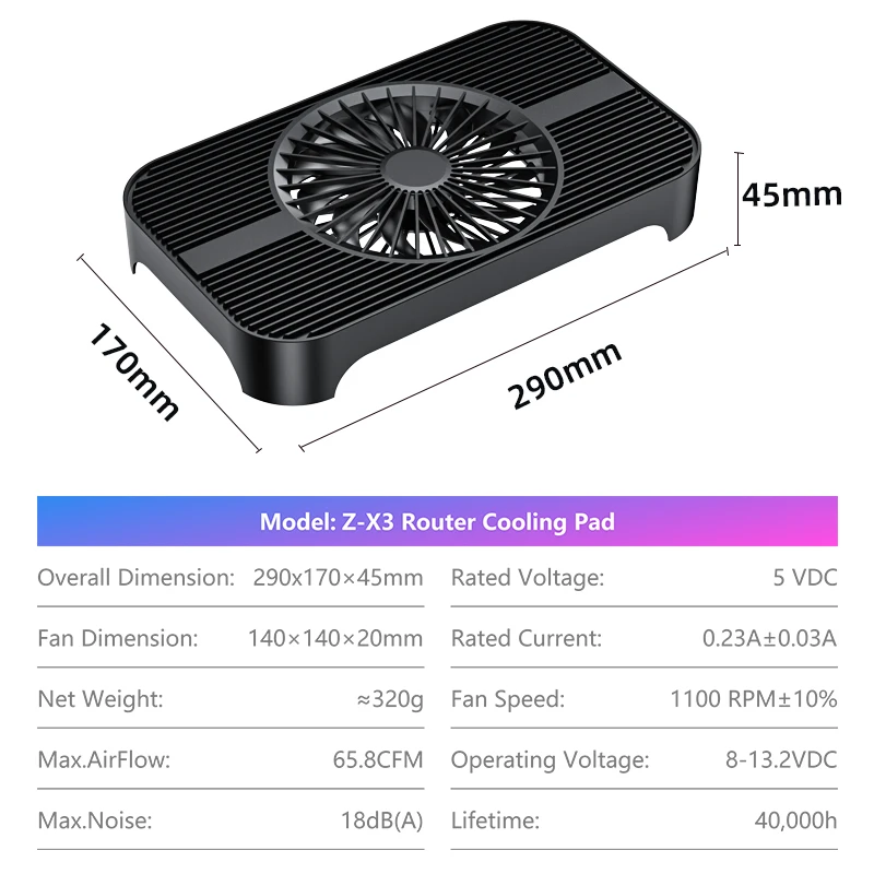 Zezzio Z-X3 WIFI Bracket Magic Box Host Cooling Holder USB Interface 140mm Network Router Cooling Base Fan Bracket Rack