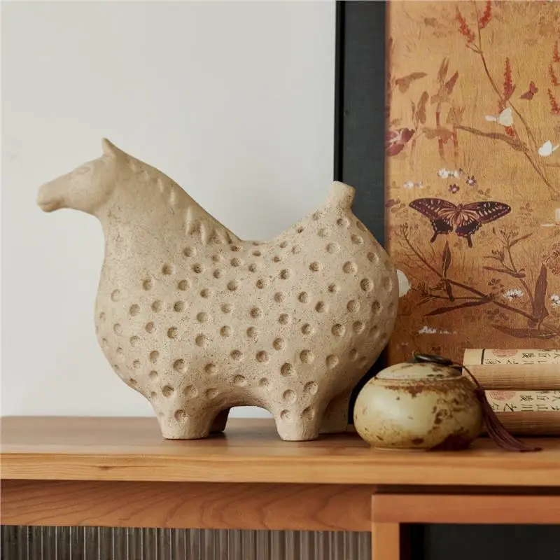 Modern simple and creative terracotta warriors and horses horse ornament living room entrance model room decoration