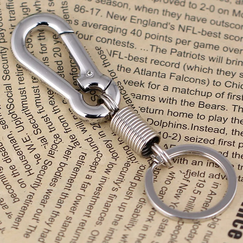 3X Sturdy Carabiner Key Chain Key Ring Polished Key Chain Spring Key Chain Business Waist Key Chain, Silver