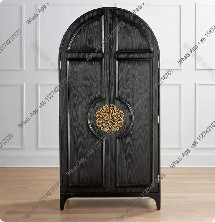 

HAmerican Solid Wood Dining Side Cabinet Integrated Against The Wall Household Light Luxury Wall Side Cabinet Designer High-end