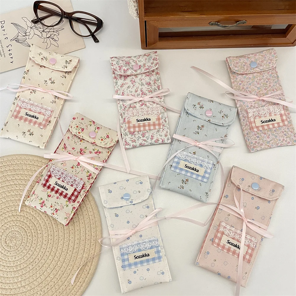 Floral Patchwork Glasses Storage Bag Portable Glasses Case Women's Sunglasses Case Fabric Eyewear Cases Eyewear Organizer