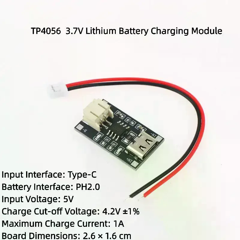 3.7V TP4056 Lithium Charge Module 1A with PH2 for Dependable Overcurrent Protection
