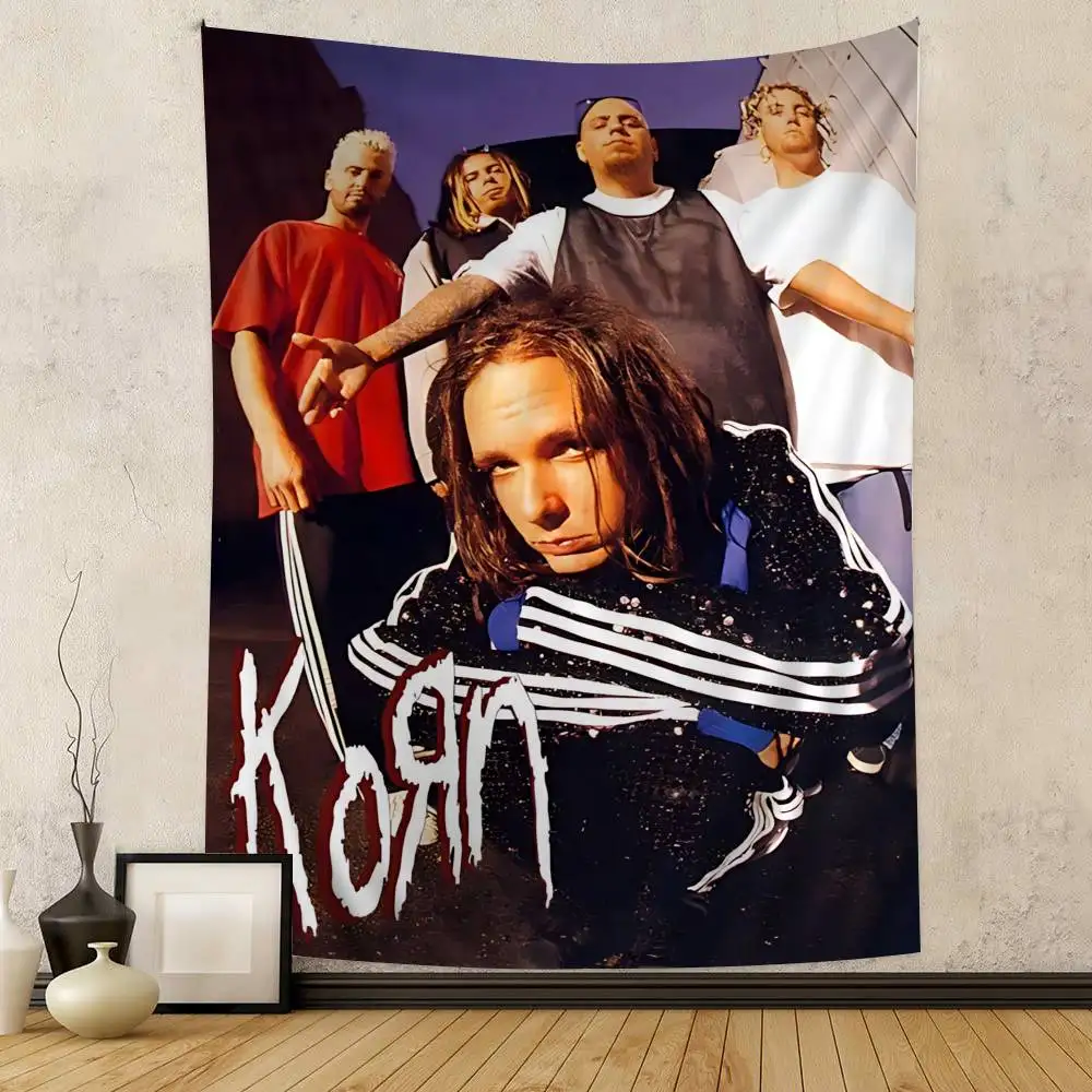 Metal Band K-Korn Anime Tapestry Hippie Flower Wall Carpets Dorm Decor Wall Hanging Home Decor