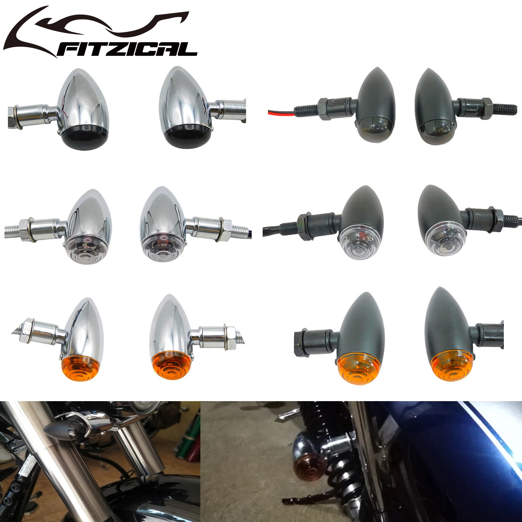 1 Pair Motorcycle Bullet Turn Signals Indicators Blinker Lights For Harley Sportster XL Touring Dyna Softail Chopper Cafe Racer