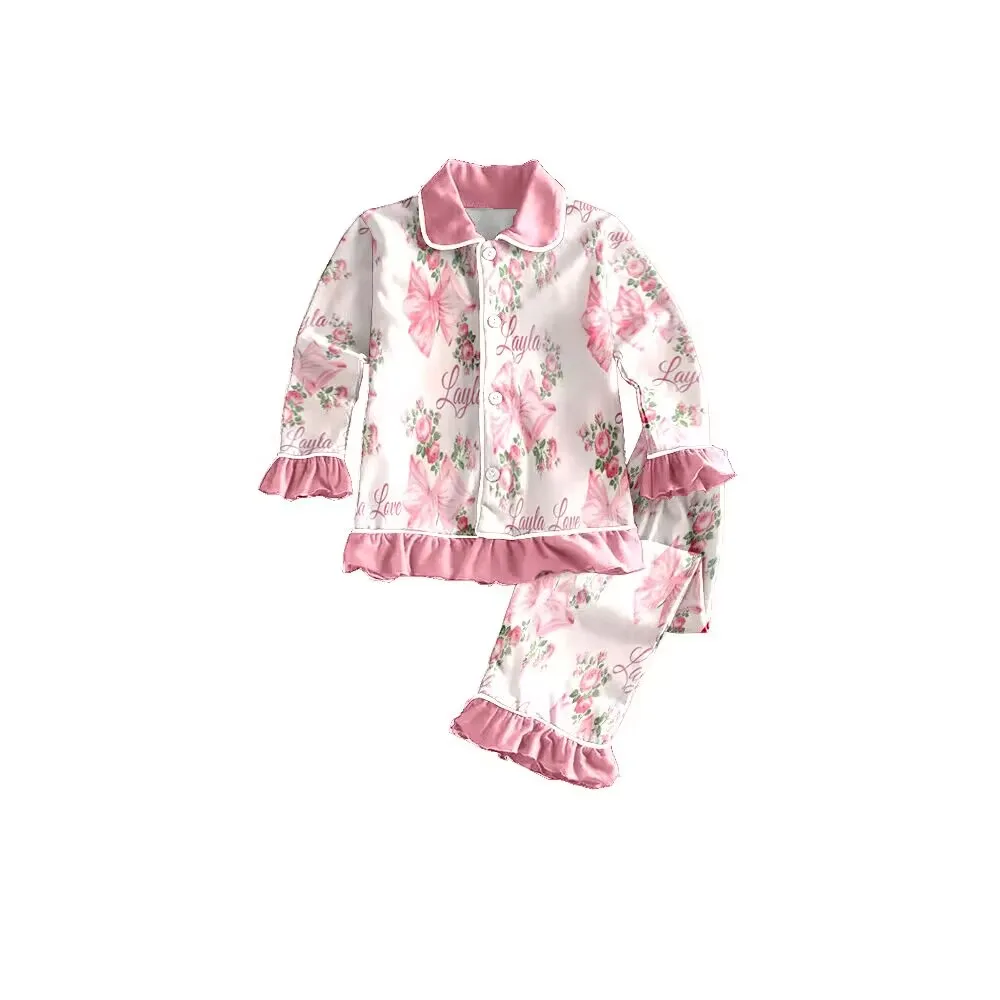 Boutique prints pigiama per bambini set da bambina bottoni con colletto set da 2 pezzi per indumenti da notte per ragazze