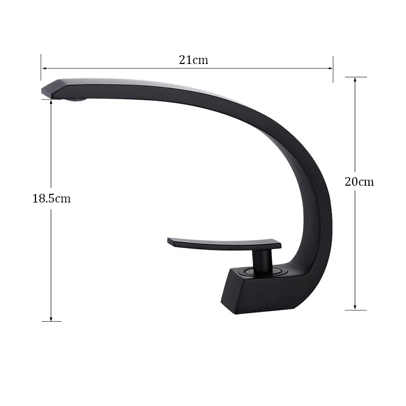 

Customizable Bathroom Basin Faucet Arc Waterfall Tap Deck Mount Single Handle Single Hole Cold Hot Water Mixer Washing Sink Cran