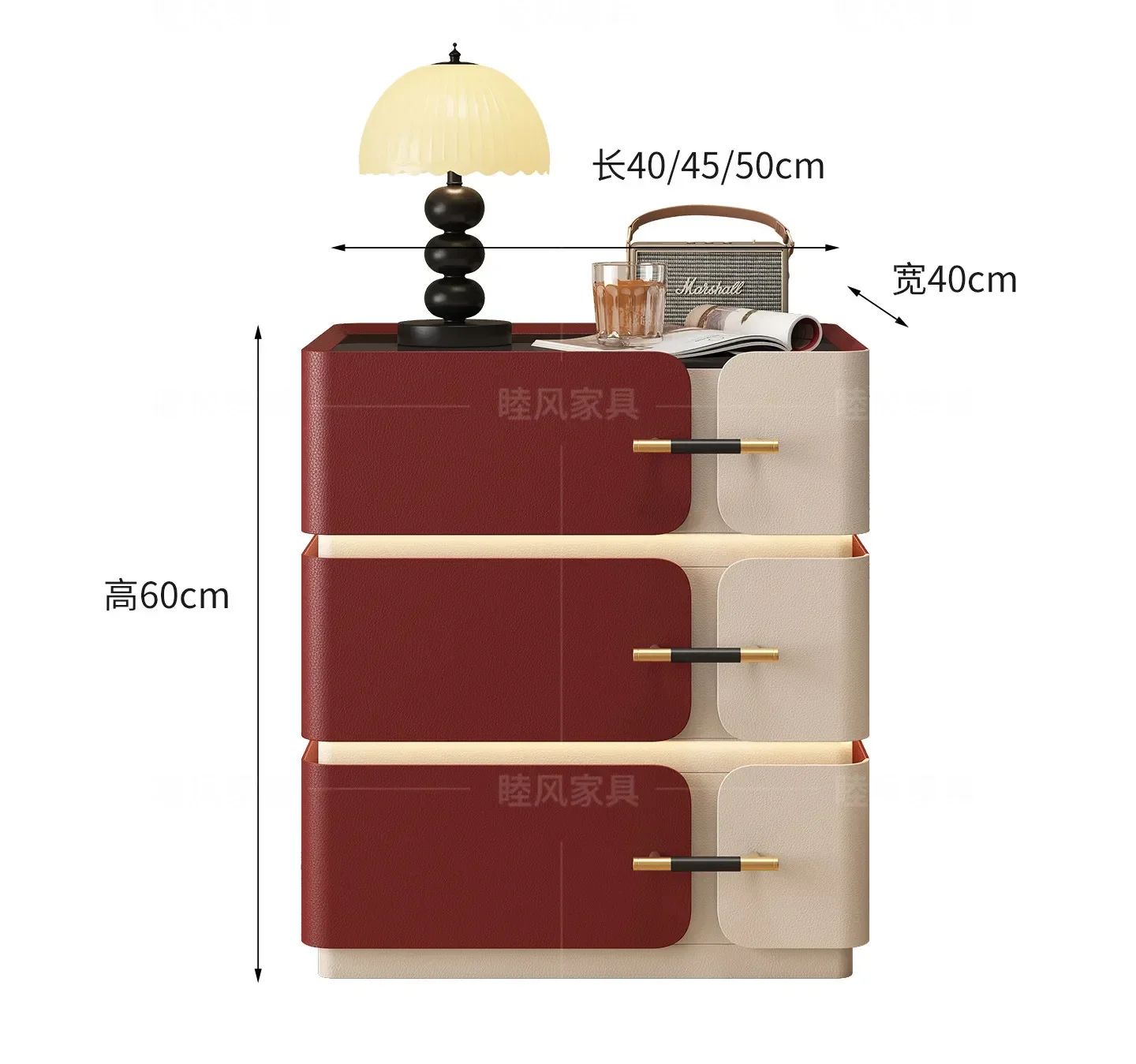 TQH7.2 light luxury bedside table solid wood bedroom household cream wind bedside drawer cabinet free with lamp