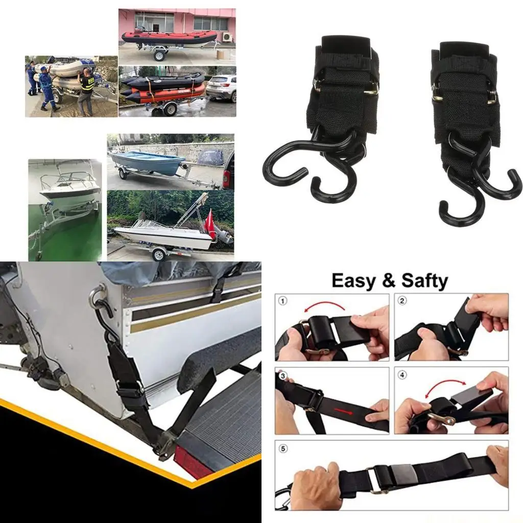 J0MA Durable Bunding Belt Adjustable Boat Buckle Transom Tie Downs for Trailer Marine