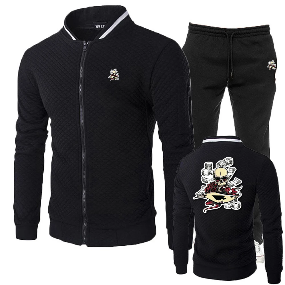 2025-spring-and-autumn-skull-poker-chip-pattern-man's-fashion-slim-zipper-cardigan-long-pants-casual-sports-suit