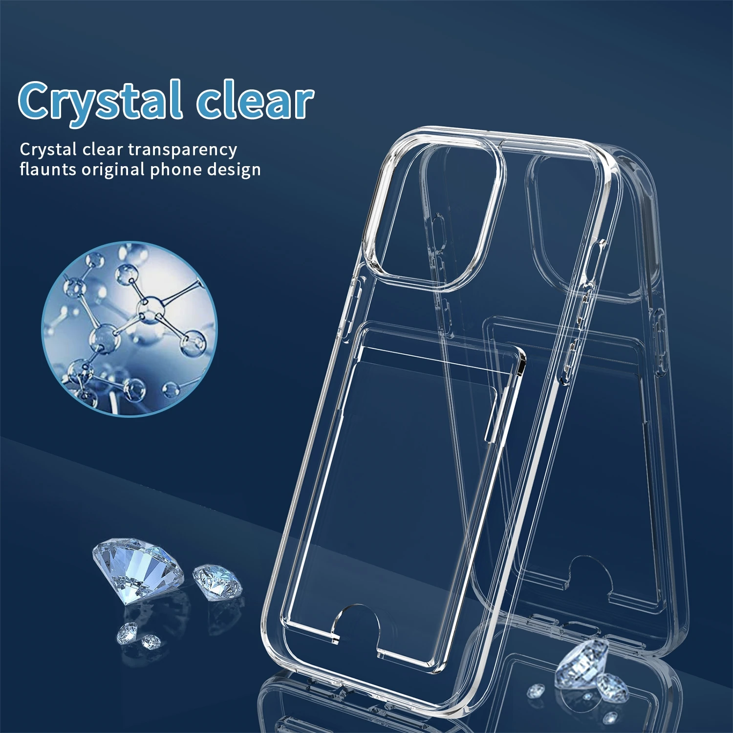 Transparente Handyhülle mit Kartenfach für iPhone 17 18 Pro Max 17e 16e 16 15 14 13 12 Pro Max Air – Vollständige Hartschalen-Rückabdeckung