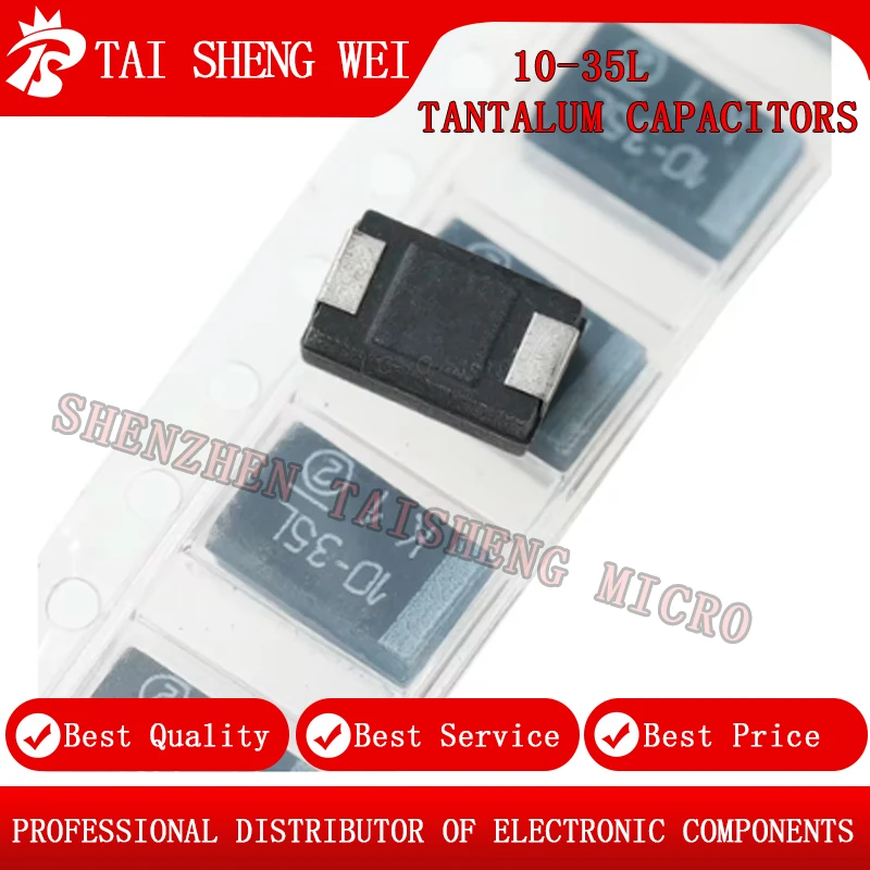 10pcs new original printed 10-35L Tantalum Capacitor 10uF ±20% 35V Solid SMD Black CASE-D-7343 Size 293D106X0035D2TE3
