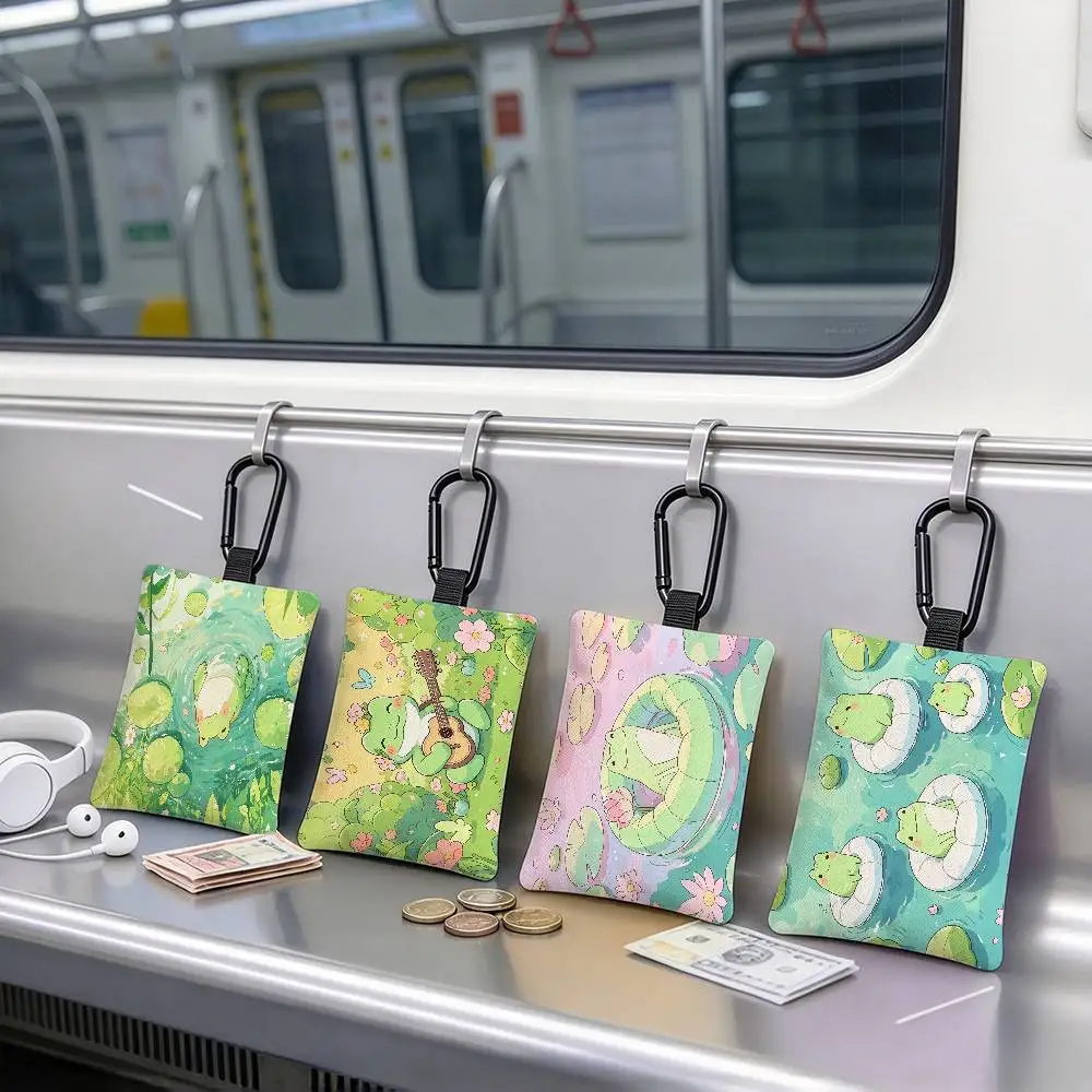 Cartoon Frog Waterproof Change Purse Slim Small Zipper Pouch For Coins & Keys Travel Daily Pocket Wallet