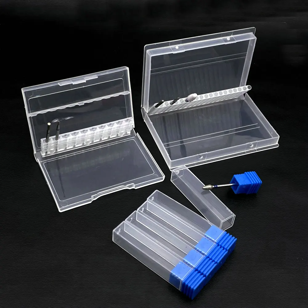 10/20/30 Slots Clear Storage Box For Nail Drill Bit Files Holder Container Case Display Nail Accessorie Tool