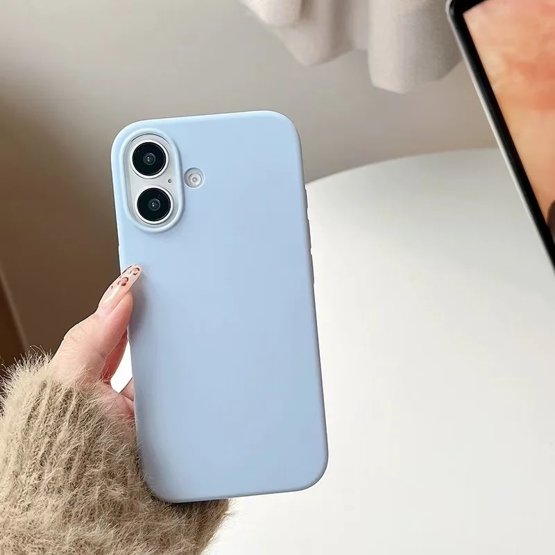 Flüssige Silikon-Handyhülle für Apple iPhone 16 15 14 13 12 11 Pro 13 Mini X XR Xs Max Matte Soft Back Cover Fundas – Detail 2