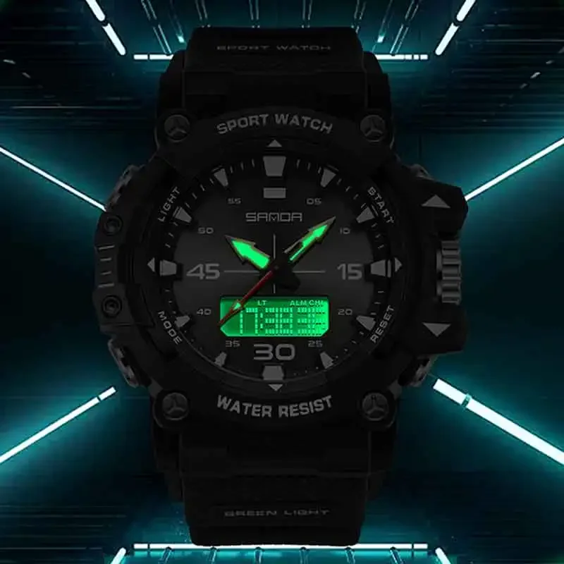 SANDA Nuovo G Style Sport all'aria aperta Orologi da uomo Multifunzionale Impermeabile LED Moda Uomo Orologi al quarzo elettronici Sveglia