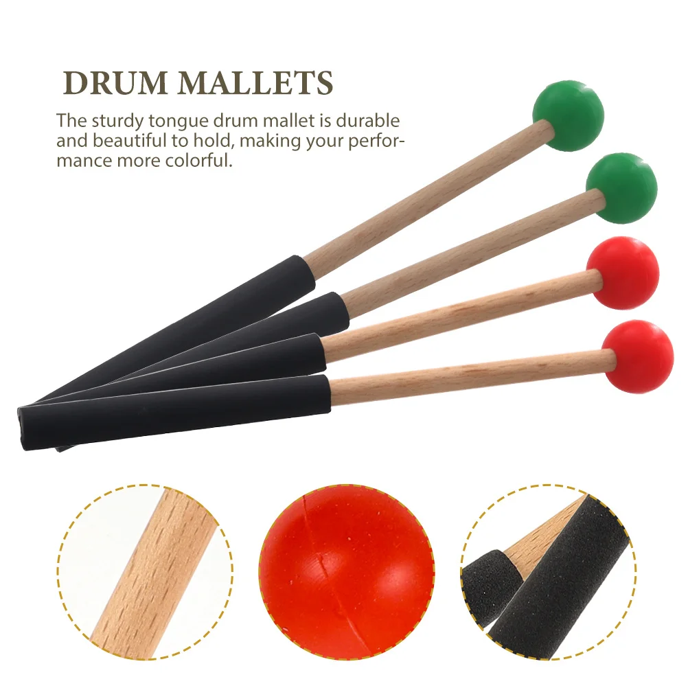 

2 Pairs Polished Drumsticks Mallet Marimba Tongue Mallets Musical for Beginners Instrument Accessories