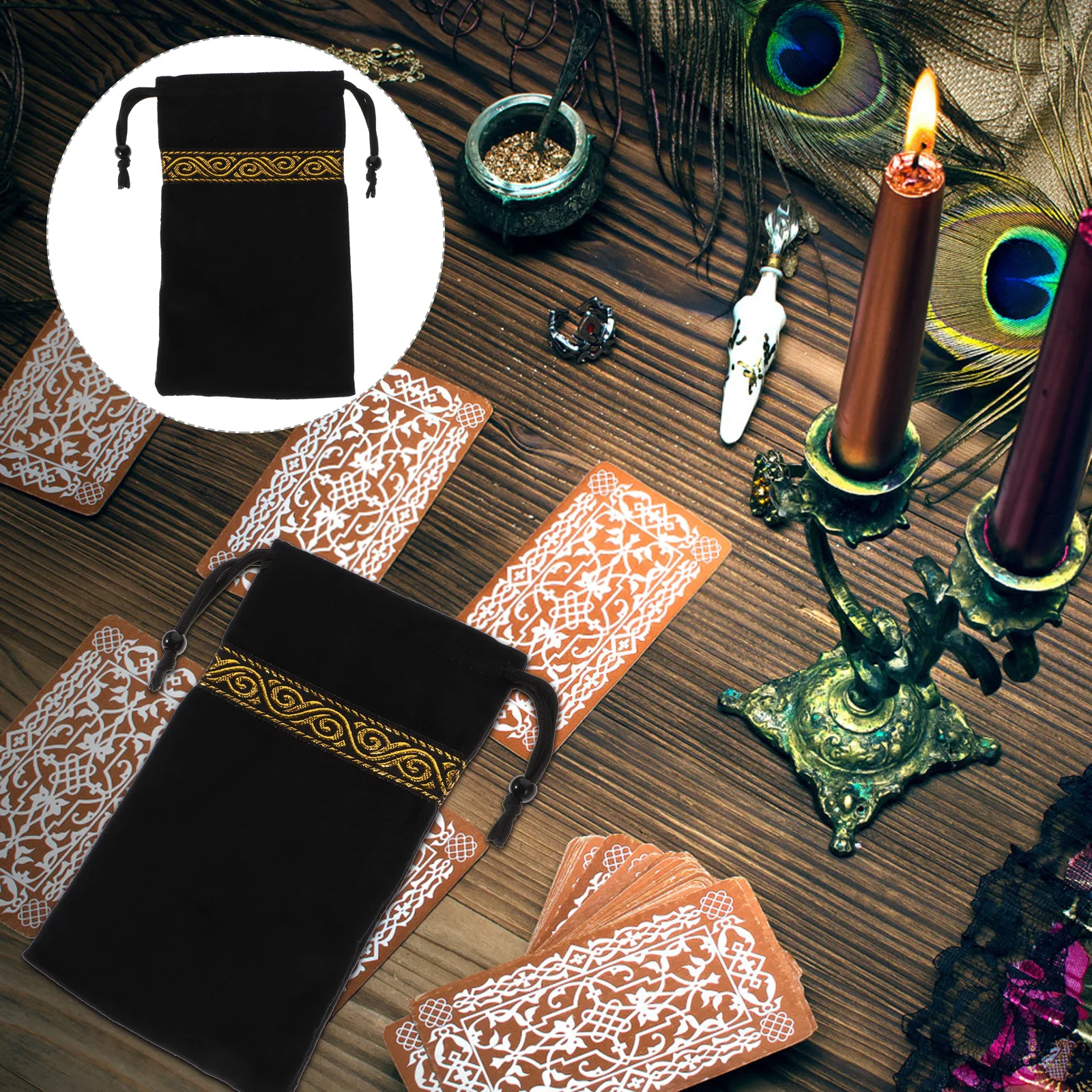 

Lightweight Tarot Card Pouch with Drawstring Closure Secure Storage for Tarot Cards Game Parts Travel Friendly Design for Daily