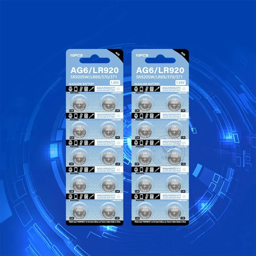 100-500 Uds 1,5 V AG6 371 SR920SW pila de botón LR920 SR927 171 370 L921 LR69 SR920 pilas de botón para juguetes control remoto