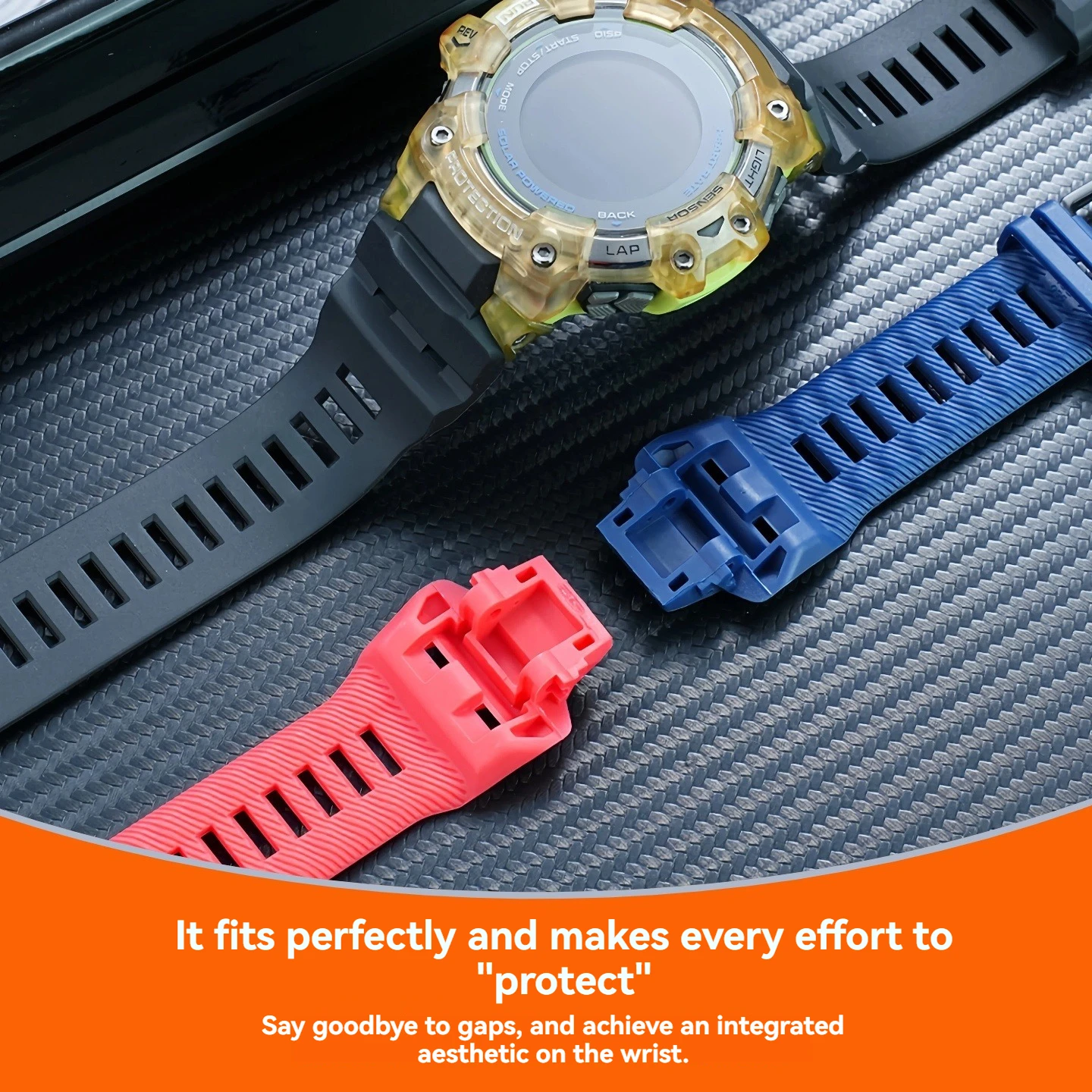 For Casio GBD-H1000 Cat Man Special Edition Watch Strap, Model 3475, Water-Resistant Resin and Silicone Replacement Watch Band view 5