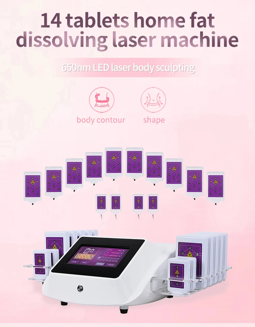 Professional Lipo Laser Machine 14 Pads Fat Reduction Body Weight Loss Shaping Slimming Anti Cellulite Beauty Equipment Device..