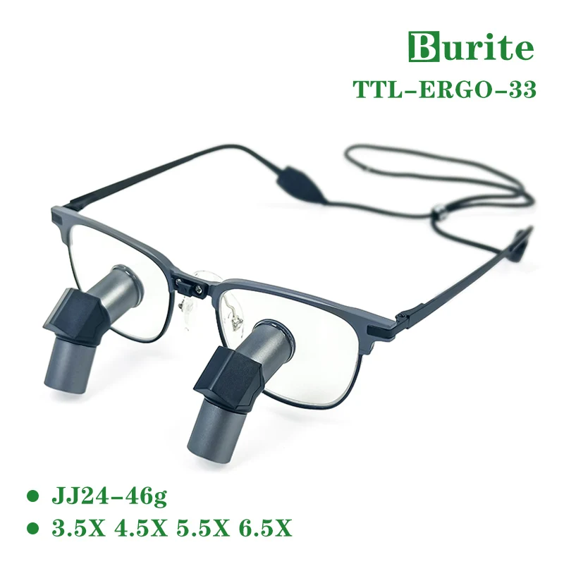 

Burite New Ergo TTL 3.5X4.5X5.5X6.5X TTL loupes kepler Binocular Dental Magnifier Surgery Operation Titanium metall lens