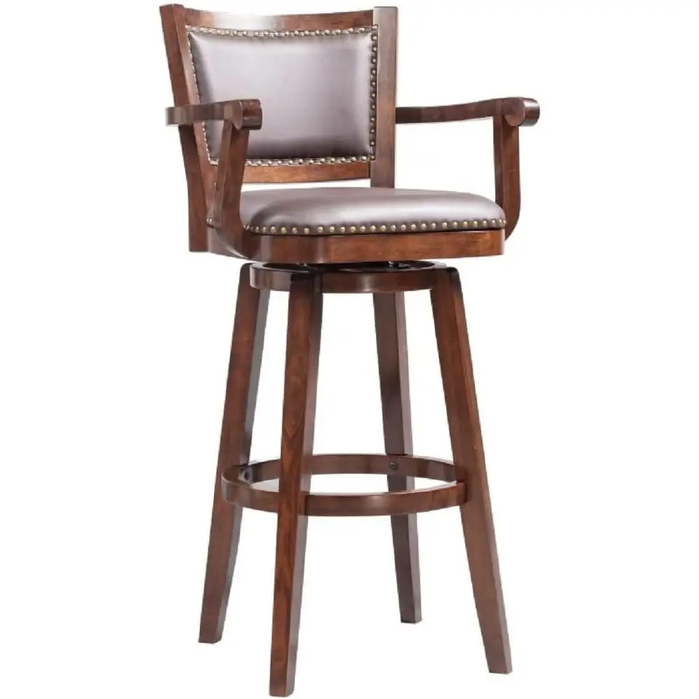 

Tall Swivel Bar Stool with Arms, Brown/Puccino Finish