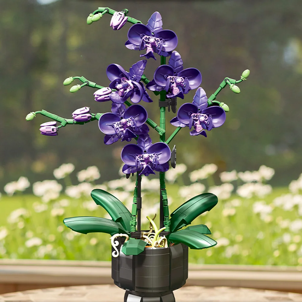

Idea Gardening Building Block Potted Plant Orchids Educational Toy Flower Violet Construction Brick Collection For Girls Gifts