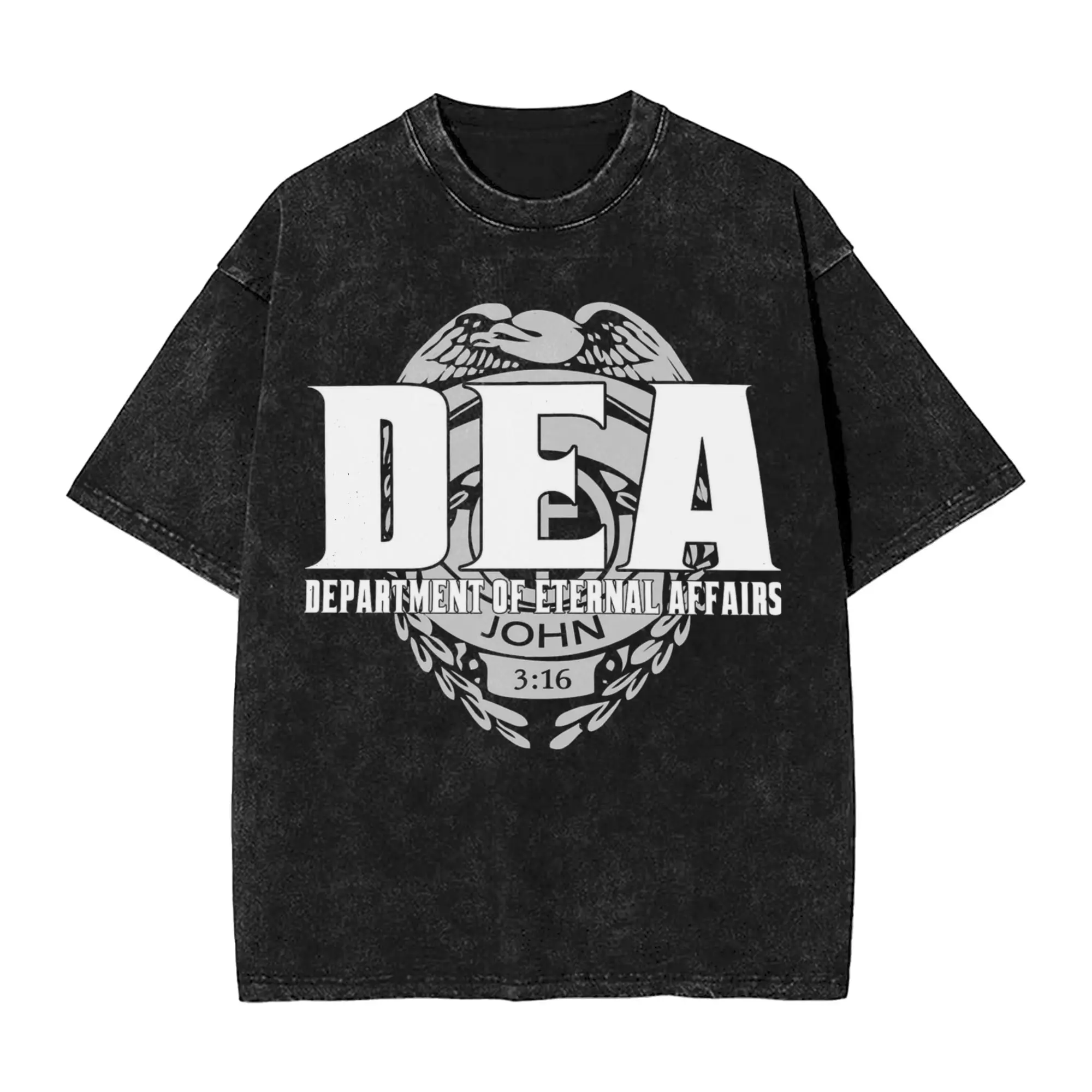 Washed T Shirt DEA Department Of Eternal Affairs Hip Hop Retro T-Shirt High Street  Streetwear 100% Cotton Summer Tees for Men