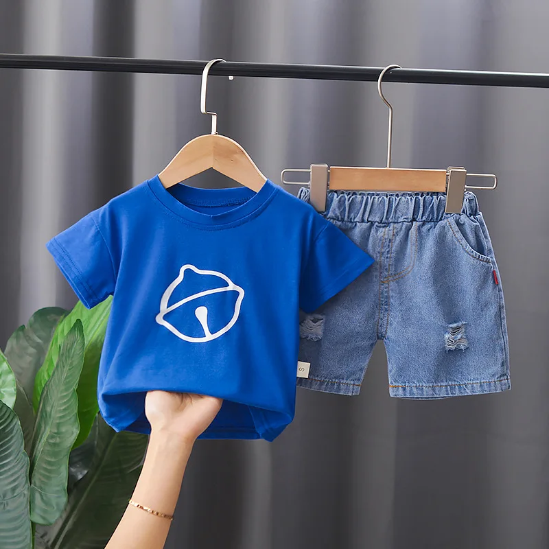 Toddler Summer Clothes for Kids 2024 Fashion Cartoon Printed O-neck Short Sleeve T-shirts and Shorts Boys Boutique Clothing Set image 3