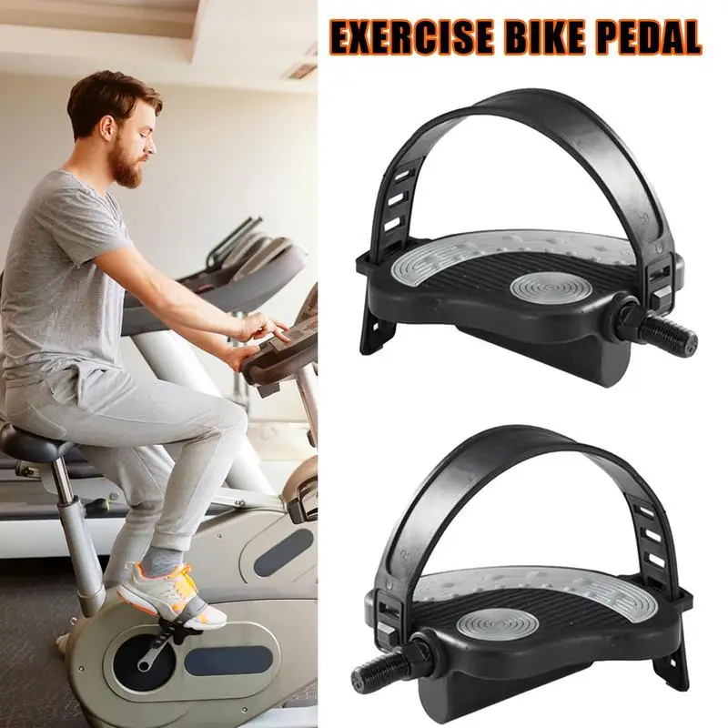 Exercise Bike Pedals 9/16 Universal Bike Pedal With Straps Universal Stationary Recumbent Bike Pedals 9/16 & 1/2 For Indoor