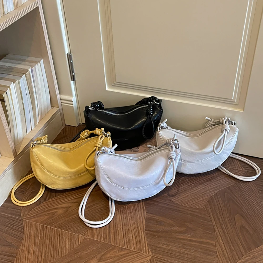 Women's High Grade PU Leather Crossbody Bag Simple Casual Solid Color Soft Shoulder Bags Versatile Commuter Messenger Bags