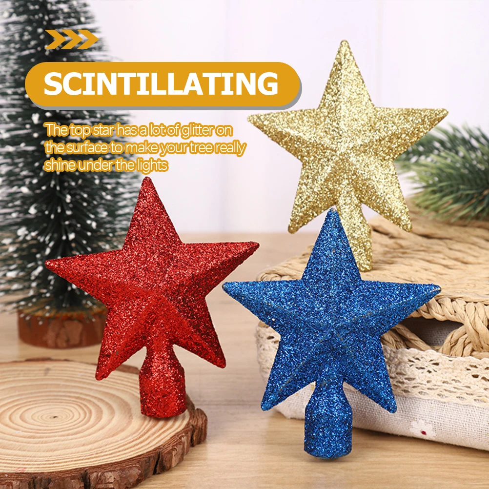 

10Pcs Christmas Tree Topper Star Glittery Surface Sturdy Reliable Decoration for Xmas Holidays Parties Mall Family Event Decor