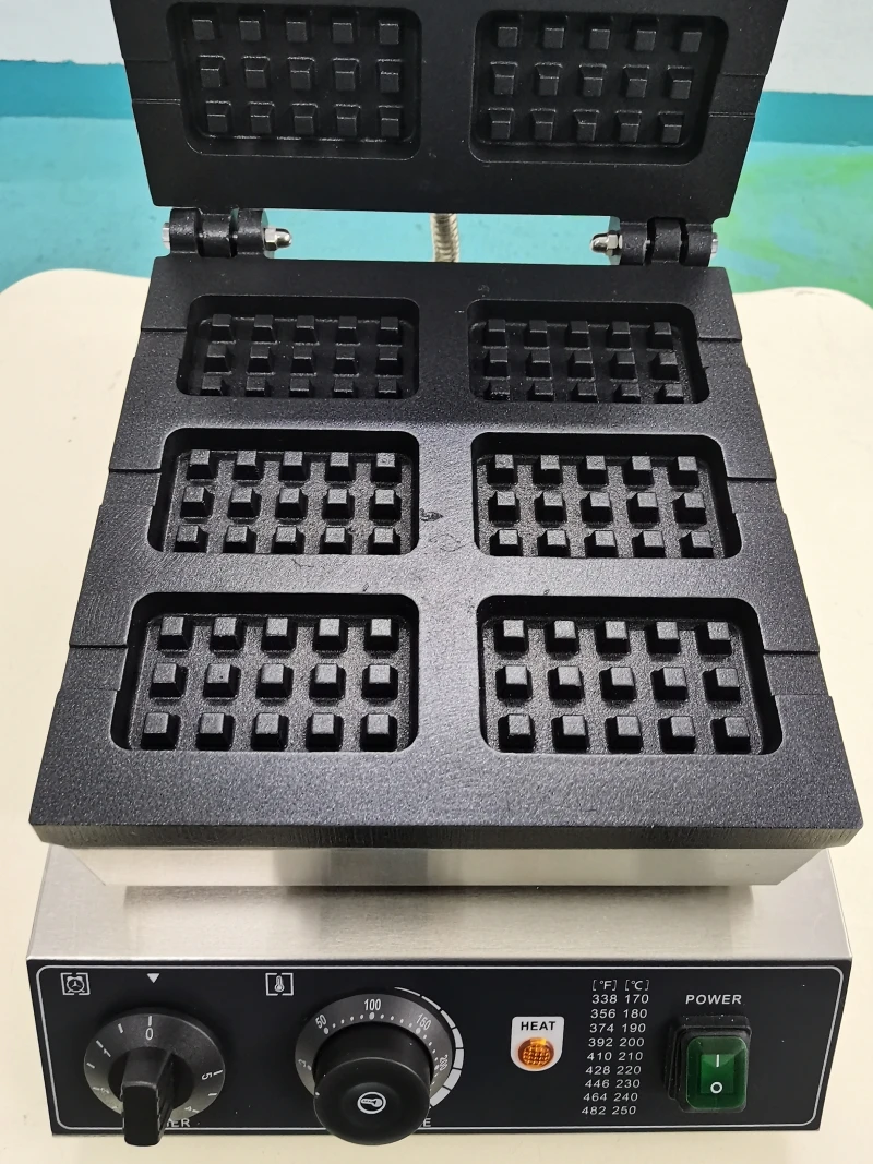 Mvckyi Commercial 6 pcs Rectangle Waffle Maker/Snack Nonstick Electric Waffle Maker Machine/6 pcs Crispy Stick Waffle Equipment