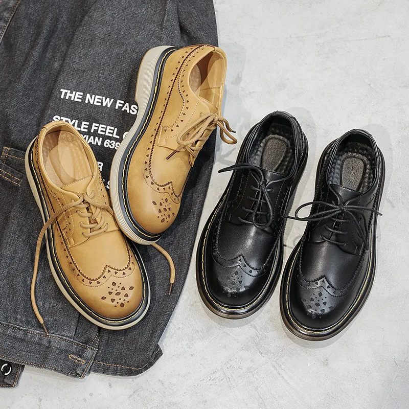 Summer Autumn Casual Men Casual Real Leather Shoes Vintage British Dress Loafers Brogue Tooling Work Boots Luxury Designer Shoes